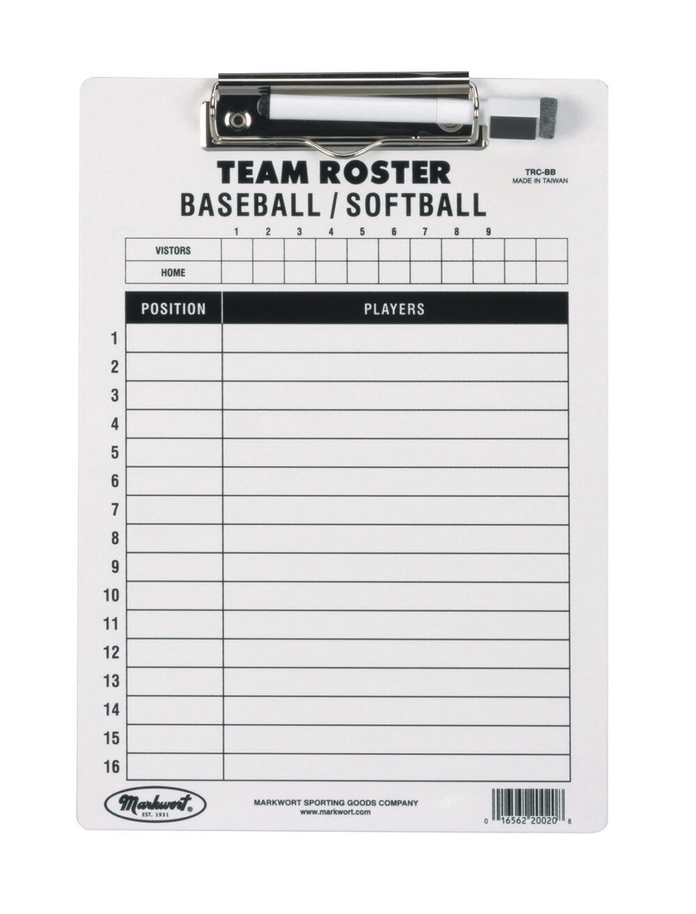 Markwort Baseball Softball Roster Clipboard